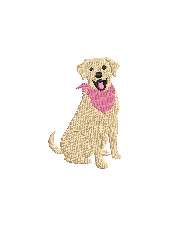 Happy Dog & Bandana, Machine Embroidery Design, 5 Sizes, PES DST JEF Incl Digital Instant Download