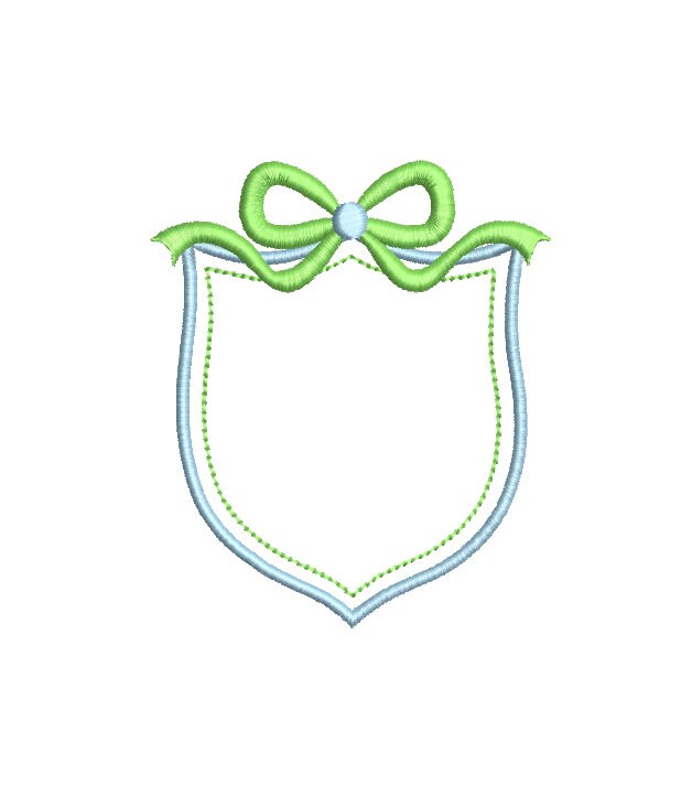 Sheild & Bow Monogram Frame, 4 Options, 3 Sizes, Machine Emb Design, PES DST JEF++ Incl Digital Instant Download