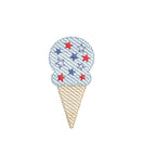Ice Cream Cone Patriotic Star Sprinkles, Sketch Style, Machine Embroidery Design, 4 Sizes, PES DST JEF Incl Digital Instant Download
