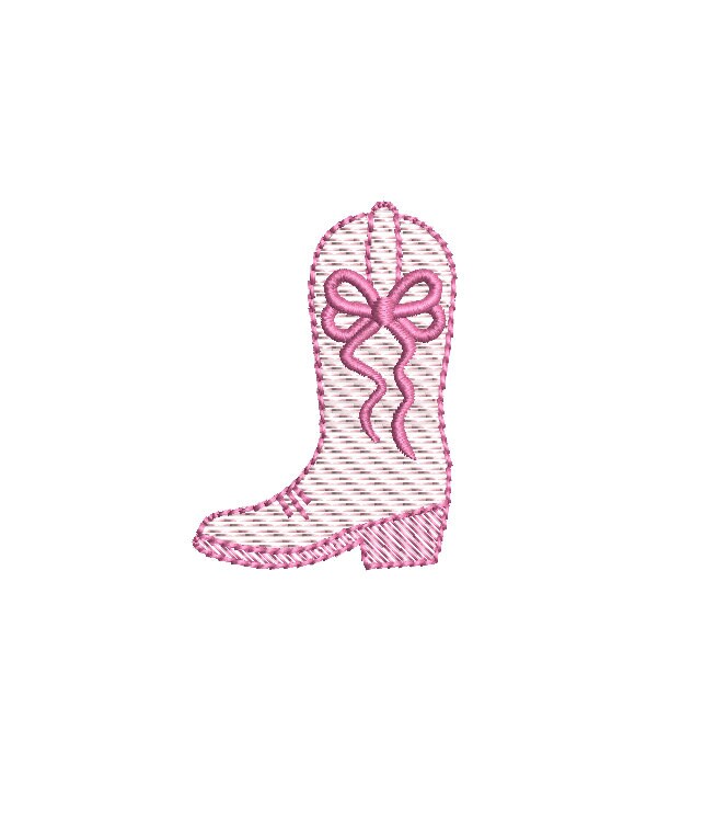 Cowgirl Boot & Bow Sketch Style, Machine Embroidery Design, 4 Sizes, PES DST JEF Incl Digital Instant Download