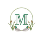 Mallard Duck Cat Tails Reeds Frame, Machine Embroidery Design, 3 Sizes, PES DST JEF Incl Digital Instant Download