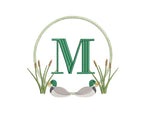 Mallard Duck Cat Tails Reeds Frame, Machine Embroidery Design, 3 Sizes, PES DST JEF Incl Digital Instant Download