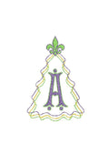 Christmas Tree NOLA Mardi Gras Style Monogram Squiggle Frame 3 Sizes Classic Machine Embroidery Design PES DST JEF Included