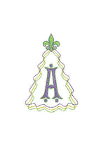 Christmas Tree NOLA Mardi Gras Style Monogram Squiggle Frame 3 Sizes Classic Machine Embroidery Design PES DST JEF Included