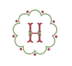 Scalloped with Dots Monogram Frame 3 Sizes Classic Preppy Machine Embroidery Design Instant Download