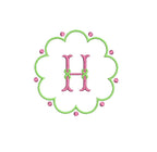 Scalloped with Dots Monogram Frame 3 Sizes Classic Preppy Machine Embroidery Design Instant Download