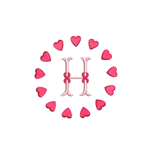 Hearts Valentine Monogram Frame Sizes Classic Preppy Machine Embroidery Design PES DST JEF Included In Digital Download