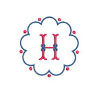Scalloped with Dots Monogram Frame 3 Sizes Classic Preppy Machine Embroidery Design Instant Download