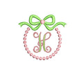 Pearls & Bow Monogram  Frame 4 Sizes Classic Preppy Machine Embroidery Design