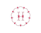 Scalloped with Hearts Monogram  Frame Machine Embroidery Design 3 Sizes Classic Preppy
