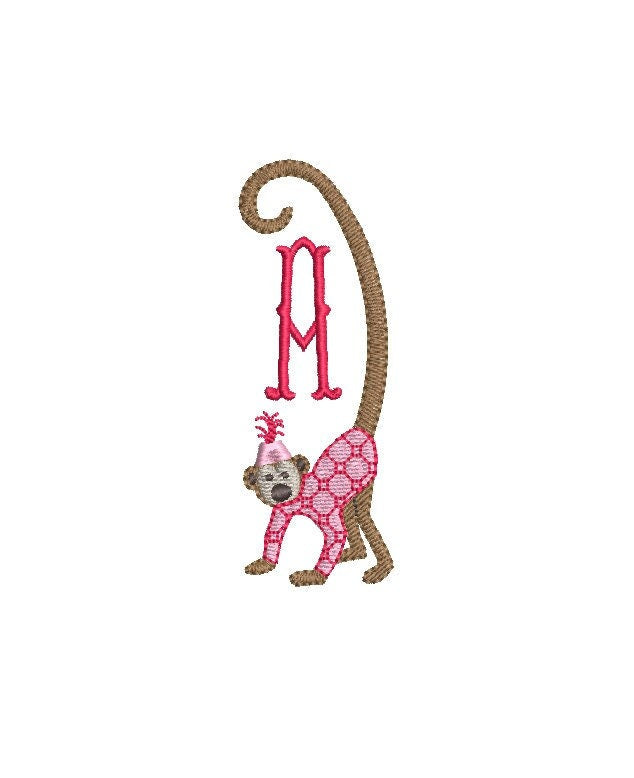 Chinoiserie Monkey Chic Machine Embroidery Design, 2 Sizes, PES DST JEF Incl Digital Instant Download