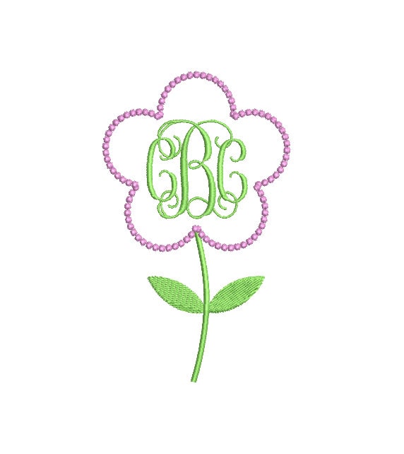 Flower Monogram Frame Machine Embroidery Design: Preppy Floral (Digital Instant Download) PES DST JEF+++