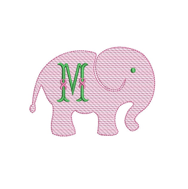 Baby Elephant Sketch Design 3 Sizes Classic Preppy Machine Embroidery Design PES DST JEF Digital Download