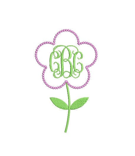 Flower Monogram Frame Machine Embroidery Design: Preppy Floral (Digital Instant Download) PES DST JEF+++