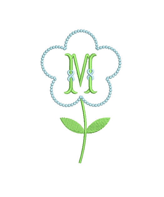 Flower Monogram Frame Machine Embroidery Design: Preppy Floral (Digital Instant Download) PES DST JEF+++