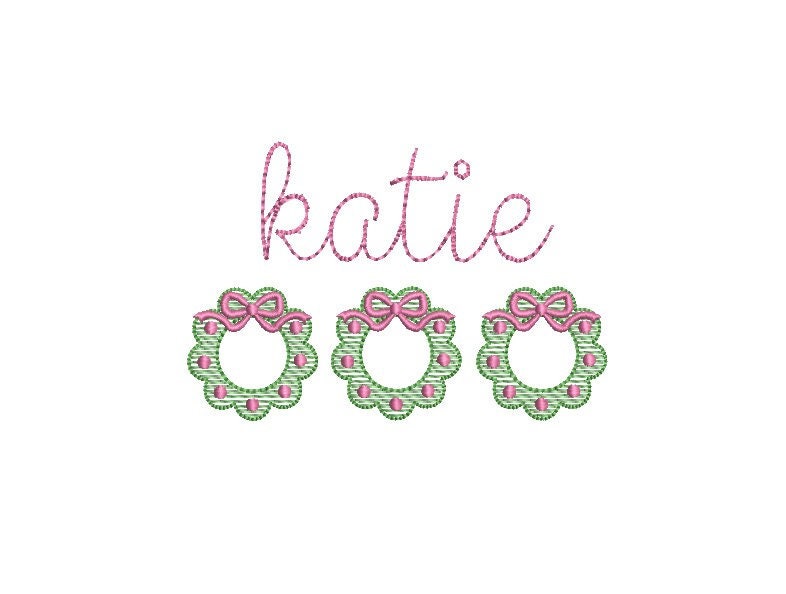 Christmas Wreath Mini-Trio Sketch Frame Machine Embroidery Design, 5 Sizes PES DST JEF++ Incl Digital Instant Download