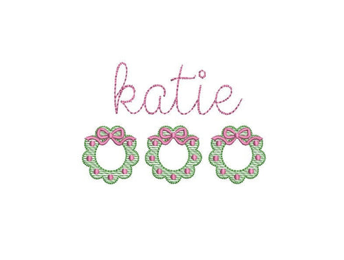 Christmas Wreath Mini-Trio Sketch Frame Machine Embroidery Design, 5 Sizes PES DST JEF++ Incl Digital Instant Download