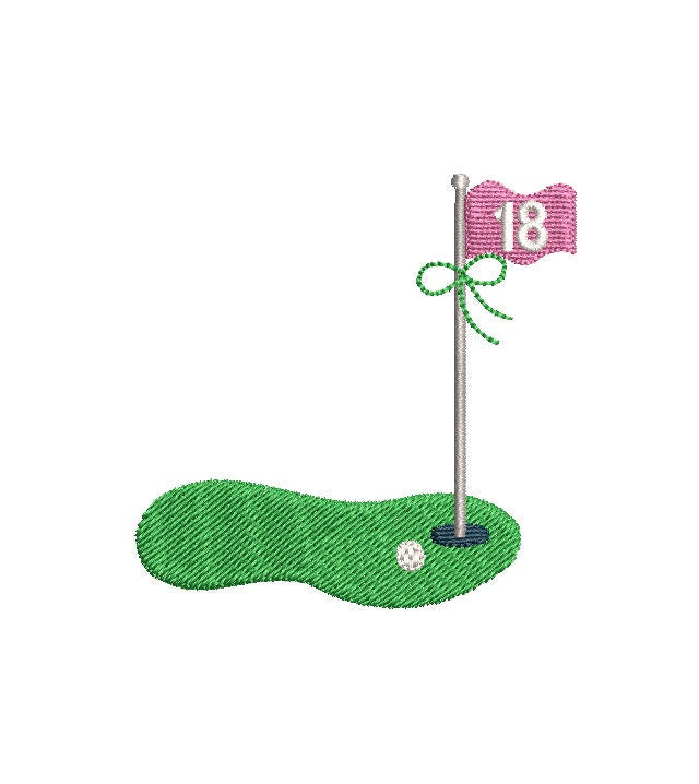 Golf Green Girls 18th Hole Monogram Preppy Frame Machine Embroidery Design, 4 Sizes PES DST JEF++ Incl Digital Instant Download