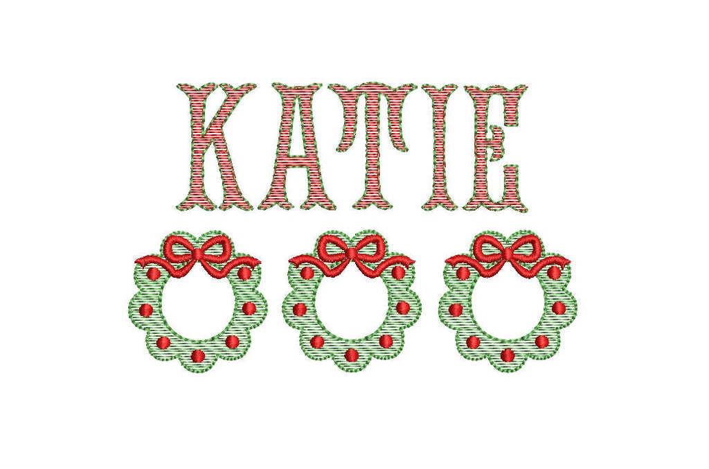 Christmas Wreath Mini-Trio Sketch Frame Machine Embroidery Design, 5 Sizes PES DST JEF++ Incl Digital Instant Download