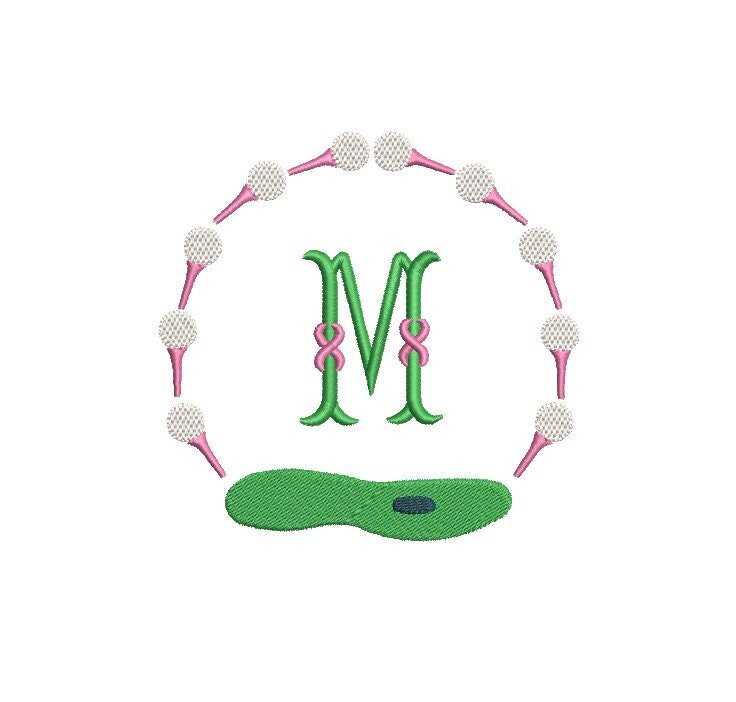 Golf Monogram Frame Preppy Design for Machine Embroidery, 3 Sizes PES DST JEF++ Incl Digital Instant Download