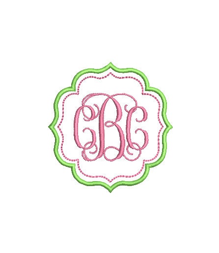 Preppy Double Frame Monogram Machine Embroidery Design, 7 Sizes, PES DST JEF Incl Digital Instant Download