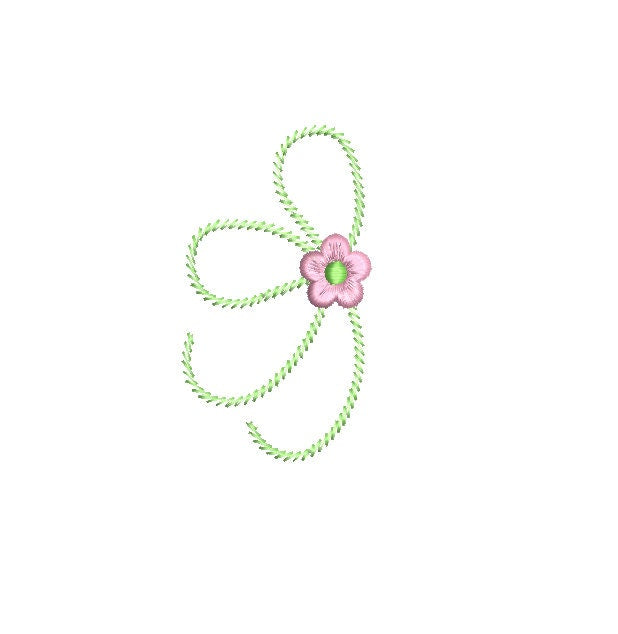 Floral Side Bow Stem Stitch Embroidery Design, PES DST JEF++ Digital Download