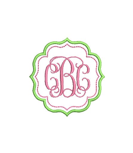 Preppy Double Frame Monogram Machine Embroidery Design, 7 Sizes, PES DST JEF Incl Digital Instant Download