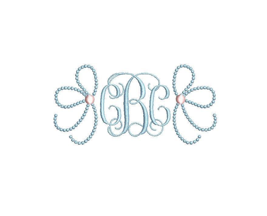 Pretty Side Bow Pearl Knots 4 Sizes Machine Embroidery Design PES DST JEF+++ Incl Digital Instant Download