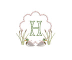 Mallard Girl Duck Pearls Cat Tails Reeds Frame Machine Embroidery Design 3 Sizes PES DST JEF Incl Digital Instant Download