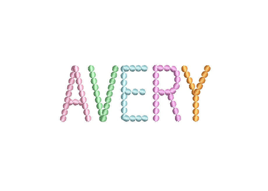 Pearl Beaded Font All Caps Machine Embroidery Design 5 Sizes BX PES DST+++ Incl Digital Instant Download