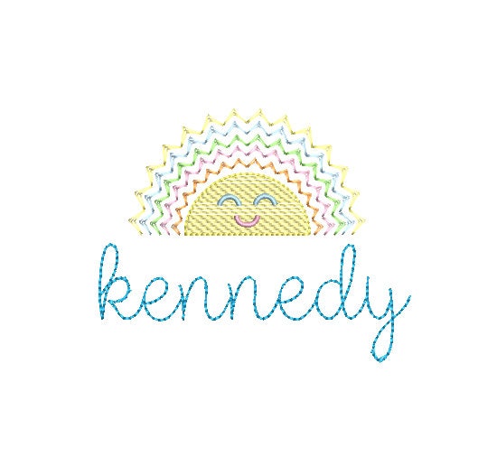 Sun & Fringed Rainbow Rays Sketch and Fill Machine Embroidery Designs 4 Sizes PES DST JEF Incl Digital Instant Download