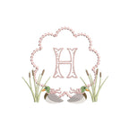 Mallard Girl Duck Pearls Cat Tails Reeds Frame Machine Embroidery Design 3 Sizes PES DST JEF Incl Digital Instant Download