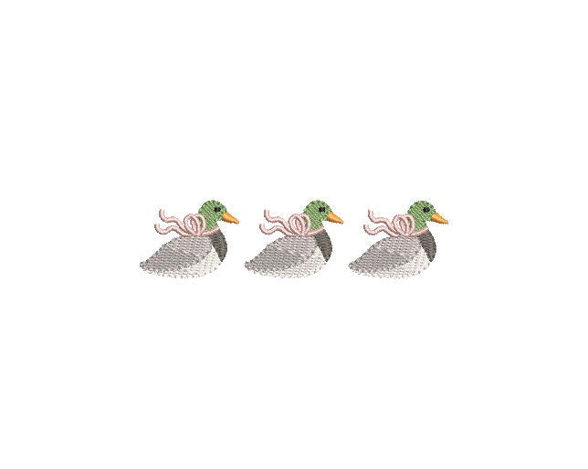 Mallard Girl with Bow Trio Duck Machine Embroidery Design 3 Sizes PES DST JEF Incl Digital Instant Download