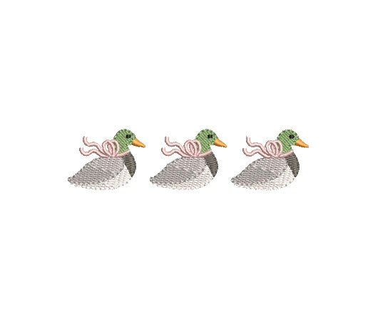 Mallard Girl with Bow Trio Duck Machine Embroidery Design 3 Sizes PES DST JEF Incl Digital Instant Download