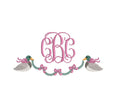Mallard Girl Ducks Bows & Vine Garland Banner Bunting Swag Frame Machine Embroidery Design 3 Sizes Digital Instant Download