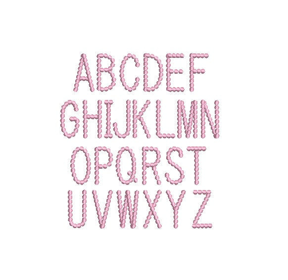 Pearl Beaded Font All Caps Machine Embroidery Design 5 Sizes BX PES DST+++ Incl Digital Instant Download
