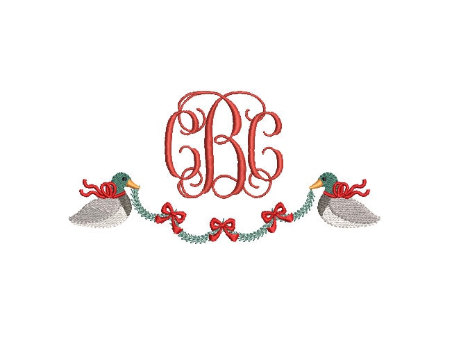 Mallard Girl Ducks Bows & Vine Garland Banner Bunting Swag Frame Machine Embroidery Design 3 Sizes Digital Instant Download