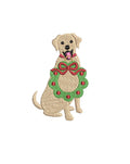 Happy Dog & Christmas Wreath, Machine Embroidery Design, 3 Sizes, PES DST JEF Incl Digital Instant Download