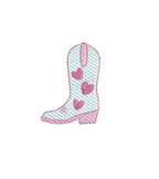 Cowgirl Boot Hearts Sketch Style, Machine Embroidery Designs, 5 Sizes, PES DST JEF Incl Digital Instant Download