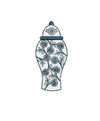 Chinoiserie Ginger Jar Sketch Machine Embroidery Design 3 Sizes  PES DST JEF++ Incl Digital Instant Download