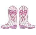 Cowgirl Boot & Bow Sketch Style, Machine Embroidery Design, 4 Sizes, PES DST JEF Incl Digital Instant Download