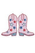 Cowboy Boot Stars Sketch Style, Machine Embroidery Design, 4 Sizes, PES DST JEF Incl Digital Instant Download
