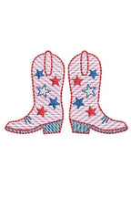 Cowboy Boot Stars Sketch Style, Machine Embroidery Design, 4 Sizes, PES DST JEF Incl Digital Instant Download