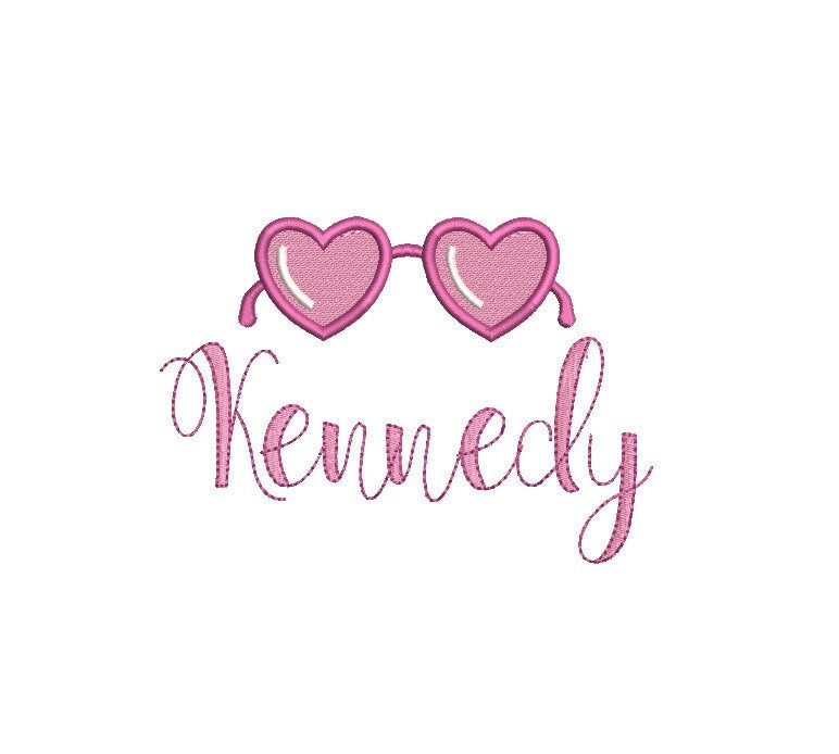 Heart Sunglasses 5 Sizes Machine Embroidery Design PES DST JEF Incl Digital Instant Download