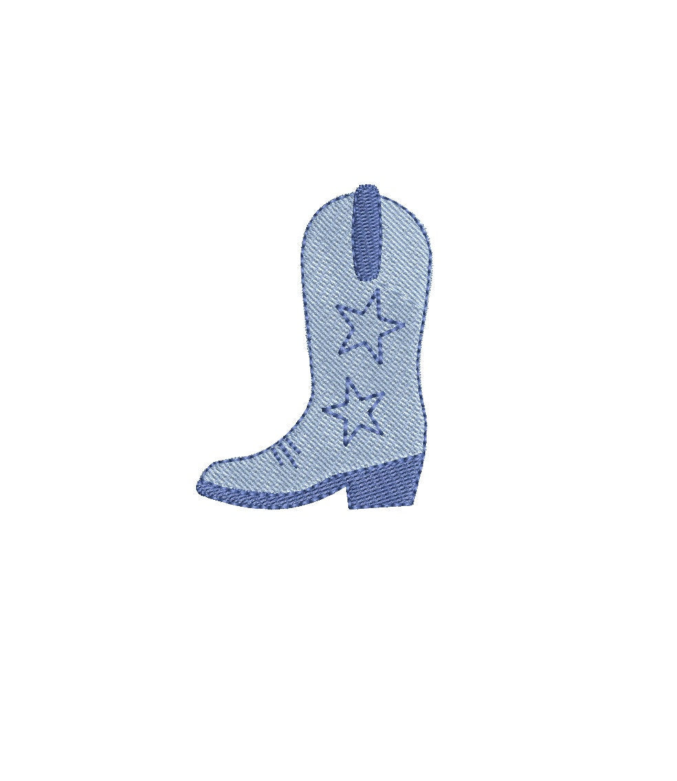 Cowgirl Cowboy Boot Fill Stitch Two Star, Machine Embroidery Design, 4 Sizes, PES DST JEF Incl Digital Instant Download