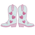 Cowgirl Boot Hearts Sketch Style, Machine Embroidery Designs, 5 Sizes, PES DST JEF Incl Digital Instant Download