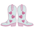 Cowgirl Boot Hearts Sketch Style, Machine Embroidery Designs, 5 Sizes, PES DST JEF Incl Digital Instant Download
