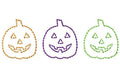 Halloween Jack O Lantern Pumpkin Trio Beanstich Outline 3 Color Embroidery Design Machine Design PES DST JEF incl in Digital Download