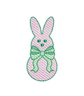 Easter Bunny Rabbit with Large Girly Bow Sketch Style 5 Sizes Machine Embroidery Design PES DST JEF Inc In Digital Instant Download