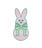 Easter Bunny Rabbit with Large Girly Bow Sketch Style 5 Sizes Machine Embroidery Design PES DST JEF Inc In Digital Instant Download